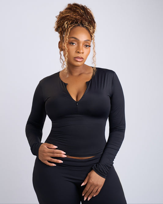 Second Skin Long Sleeve Top - Black