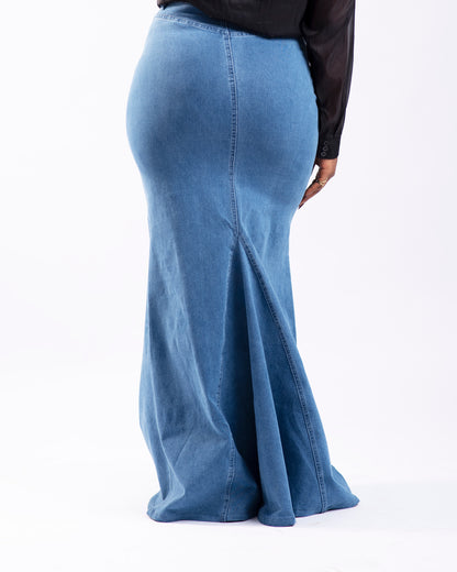 Lulu Denim Maxi Skirt - Deep Blue