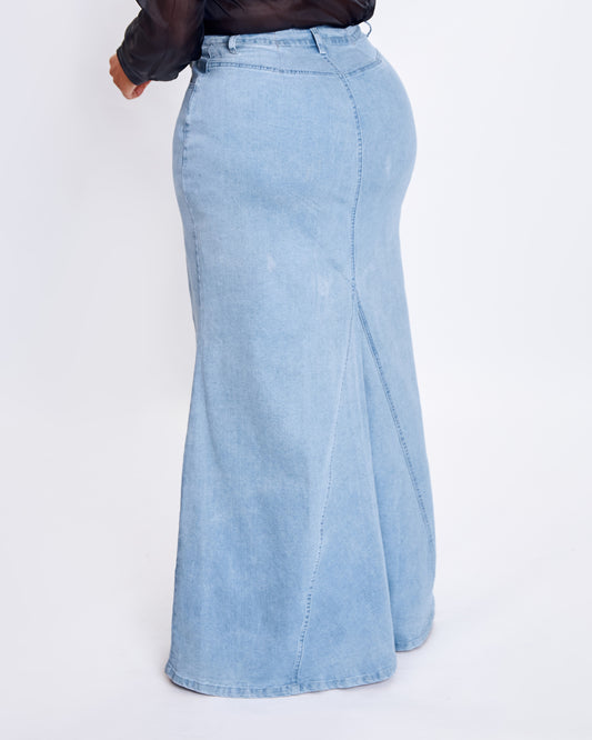 Lulu Denim Maxi Skirt - Light Blue