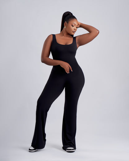 Contour Flared Jumpsuit - Black