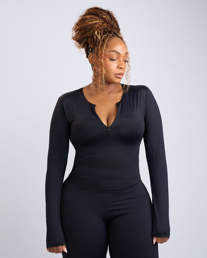 Second Skin Long Sleeve Top - Black