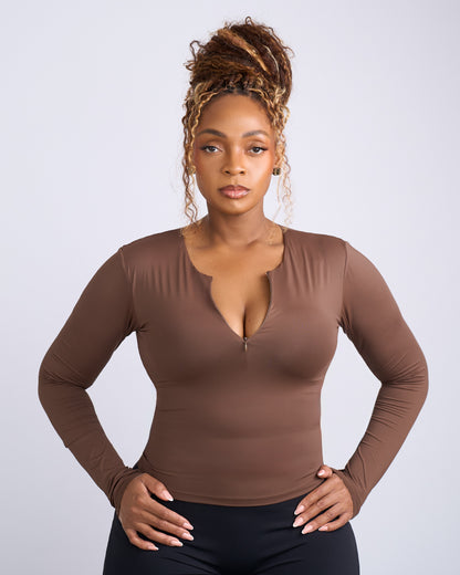 Second Skin Long Sleeve Top - Brown