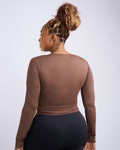 Second Skin Long Sleeve Top - Brown