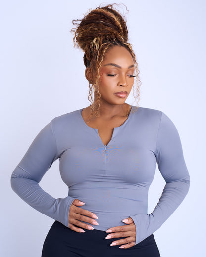 Second Skin Long Sleeve Top - Gray