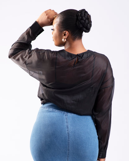 Tiffany Organza Top - Black