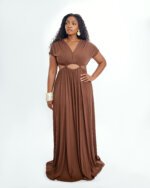 CUT OUT DRESS (BROWN)