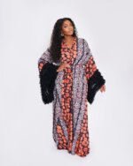ROBE DRESS (ORANGE & BLACK)