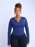 Navy Blue Long sleeve top - Second Skin - Image 4